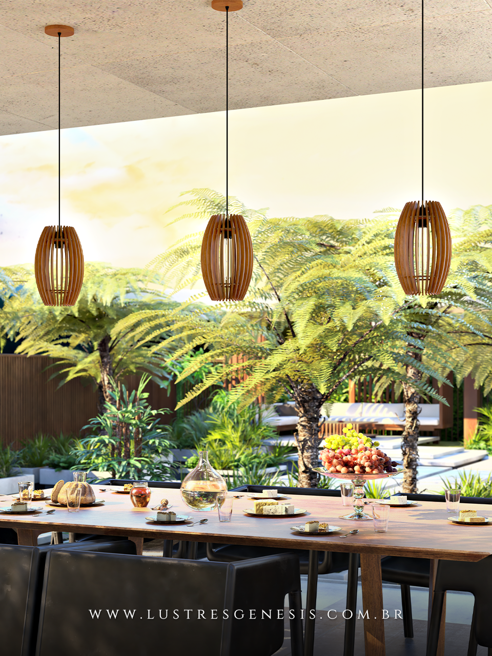 Lumin&aacute;ria pendente americana de madeira imbuia ou nogueira, design moderno, ideal para mesa de jantar, quartos, balc&atilde;o de cozinha e &aacute;rea gourmet.